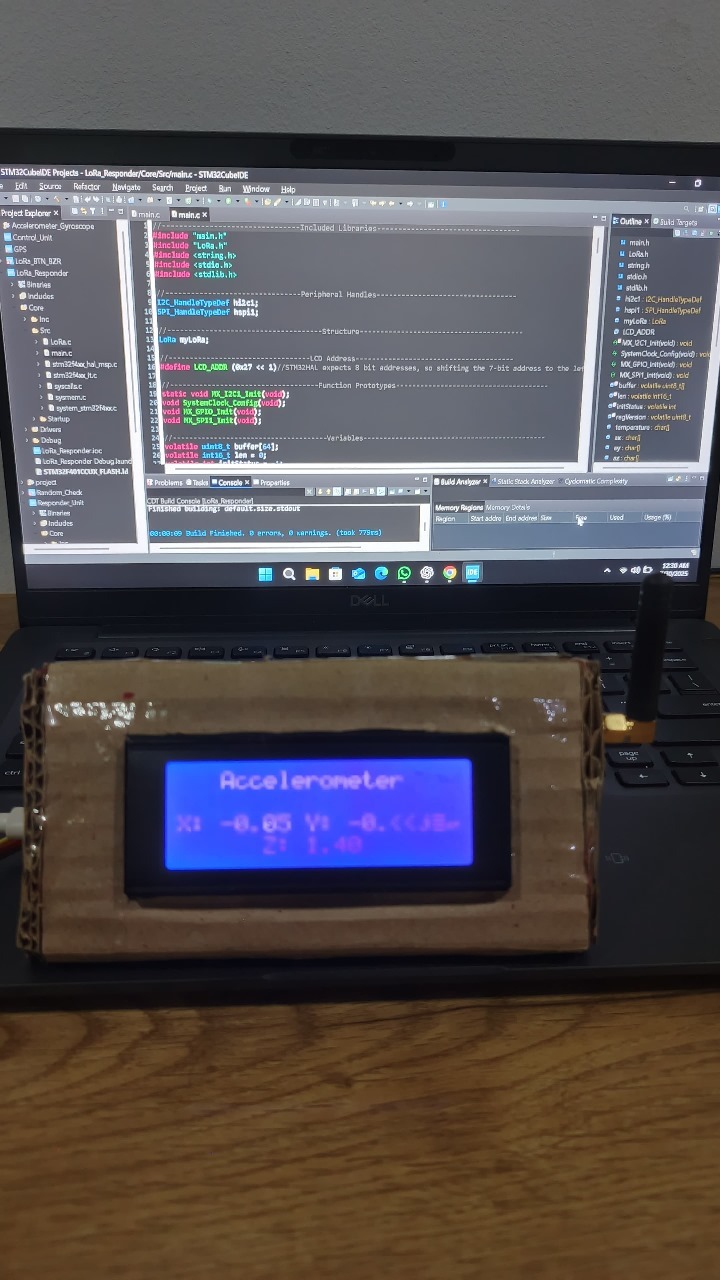 Control unit LCD showing sensor data