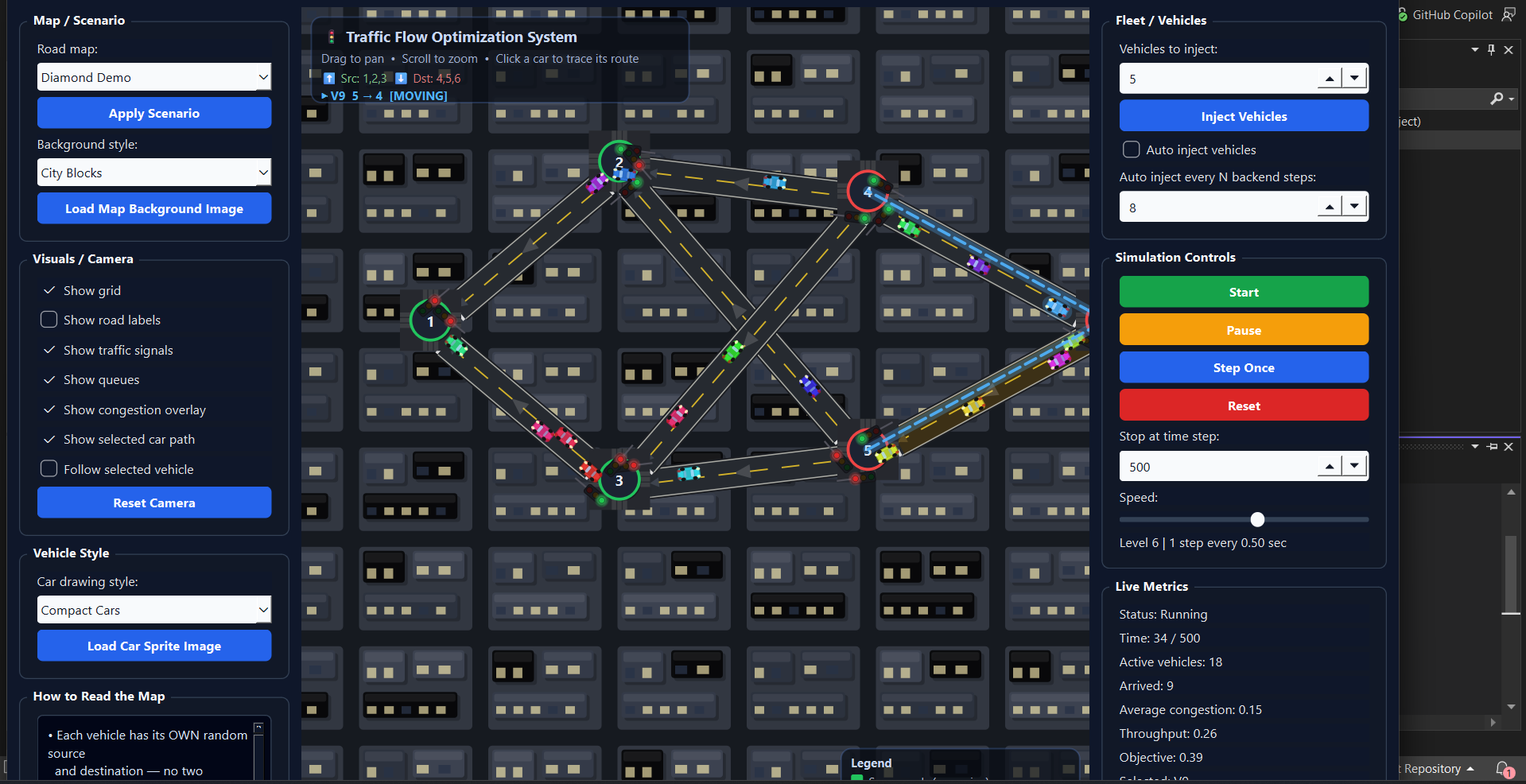 Diamond Demo traffic simulation scenario